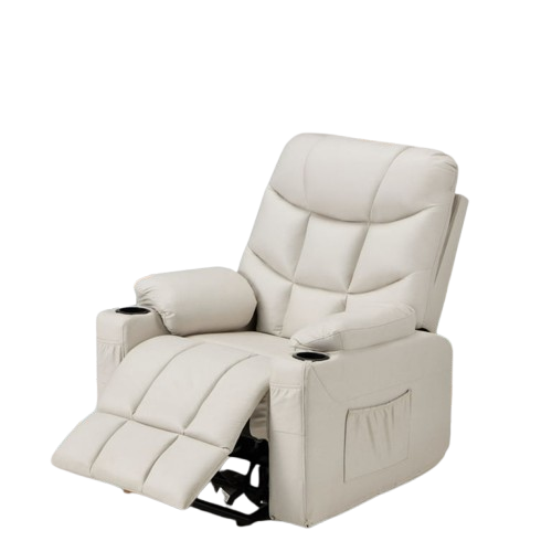 Premium PU Leather Kids Recliner Chair with Dual Cup Holders & Storage Pockets - Ergonomic Youth Furniture with 130° Recline