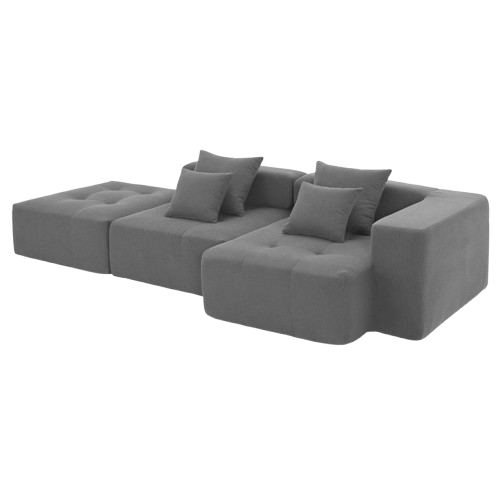 Premium 105.5" Modular Cloud Sectional Sofa - Wrinkle-Resistant Corduroy L-Shape Couch with Tufted Design & No Assembly Required