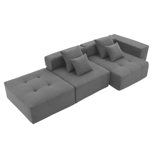 Premium 105.5" Modular Cloud Sectional Sofa - Wrinkle-Resistant Corduroy L-Shape Couch with Tufted Design & No Assembly Required