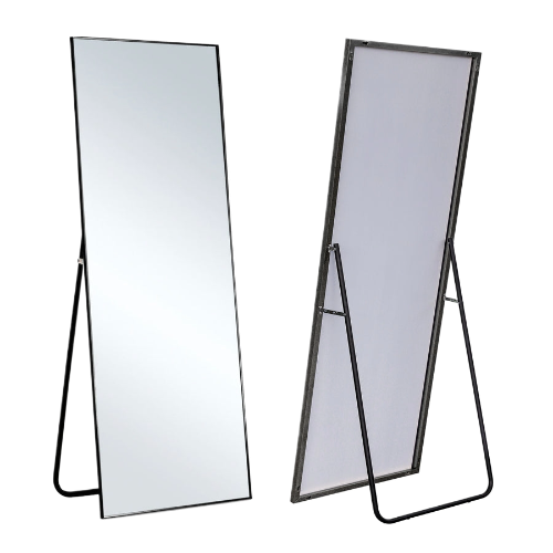 71" Black Metal Freestanding and Wall Mount Accent Mirror
