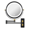8.6" Wall Mounted Makeup Mirror with LED Lights, Double Sided 1X/10X Magnifying Mirror, 360° Swivel Bathroom Vanity Mirror with Extension Arm, Built-in Battery, Black + Gold