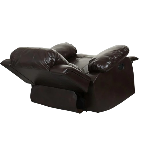 Brown Leather Match Manual Reclining Chair - Premium Comfort for Living Room Relaxation