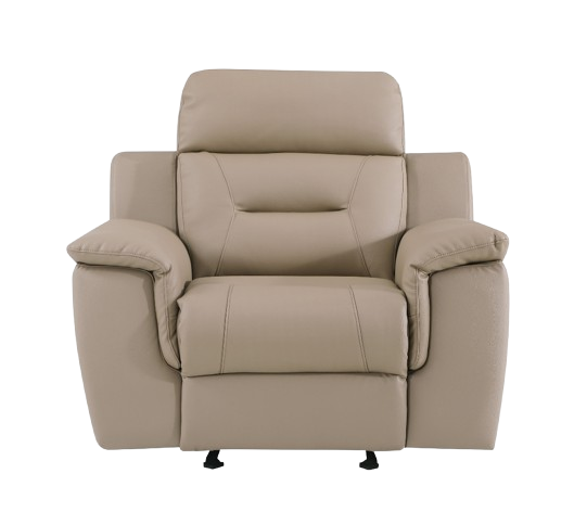 Beige Leather Match Manual Reclining Chair - Premium Modern Comfort for Living Room