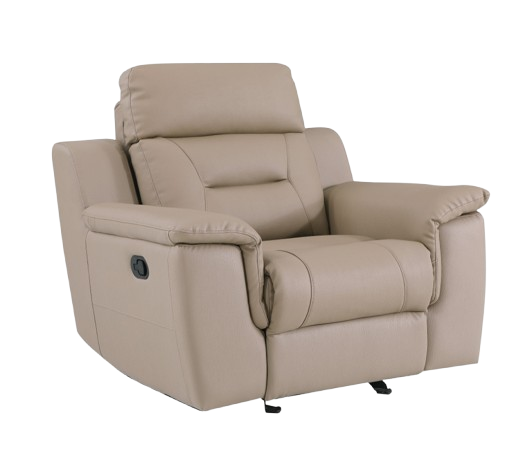 Beige Leather Match Manual Reclining Chair - Premium Modern Comfort for Living Room