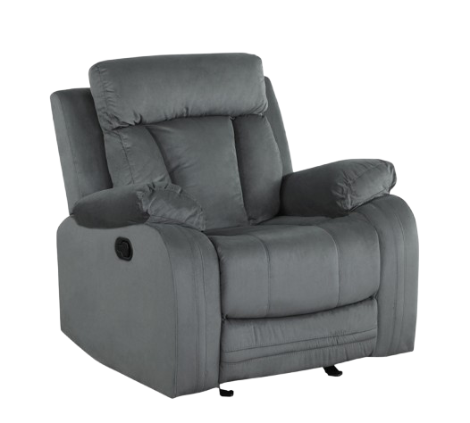 Gray Microfiber Manual Reclining Chair - Contemporary Steel Base Design for Modern Living