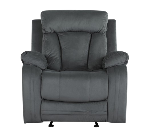 Gray Microfiber Manual Reclining Chair - Contemporary Steel Base Design for Modern Living