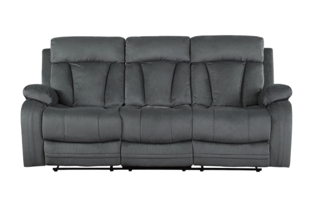 Premium Grey Microsuede Manual Recliner Sofa with Steel Base - Contemporary 3-Seat Glider Reclining Sofa for Modern Living Room