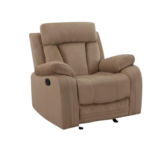 Premium Beige Microsuede Manual Recliner Chair with Steel Base - Contemporary Single-Seat Glider Reclining Chair for Modern Living Room