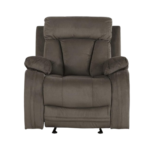 Premium Brown Microsuede Manual Recliner Chair with Steel Base - Contemporary Single-Seat Glider Reclining Chair for Modern Living Room