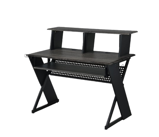 47" Black Wood and Metal Computer Desk