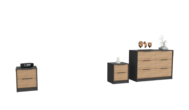 Three Piece Brown and Black Bedroom Set