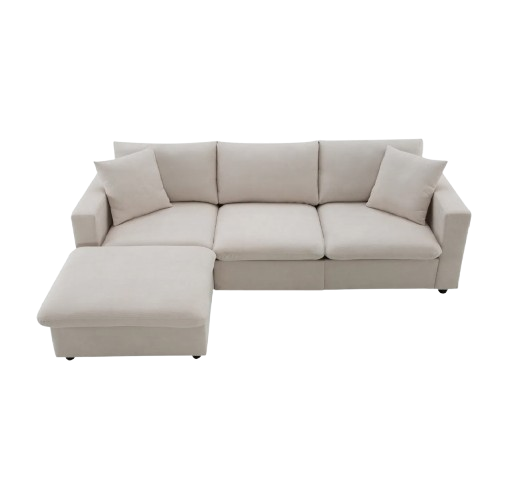 [VIDEO] 101"x66" Premium Cloud Collection L-Shaped Sectional - 4-Seat Modular Sofa with Wide Seats, Throw Pillows & Convertible Ottoman for Living Room, Apartment & Office (4 Color Option)