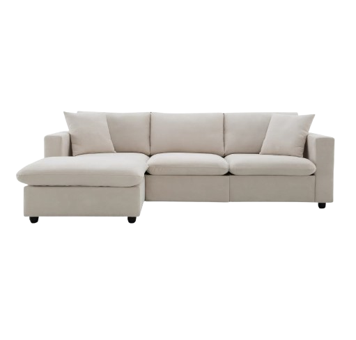 [VIDEO] 101"x66" Premium Cloud Collection L-Shaped Sectional - 4-Seat Modular Sofa with Wide Seats, Throw Pillows & Convertible Ottoman for Living Room, Apartment & Office (4 Color Option)