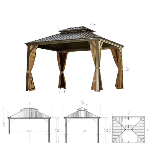 Exclusive Hardtop Gazebo Outdoor Aluminum Gazebos Grill - Premium Galvanized Steel Double Canopy Collection