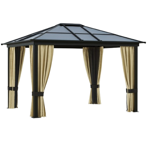Exclusive 10' x 12' Hardtop Gazebo Canopy - Premium Polycarbonate Roof Aluminum Frame Permanent Pavilion
