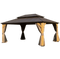 Exclusive 12' x 16' Cedar Wood Gazebo - Premium Solid Wood Hardtop Pavilion with Galvanized Steel Double Roof