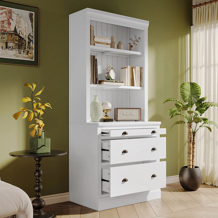 Premium 83.4" Tall LED Bookshelf with Storage - Modern Home Office Solution