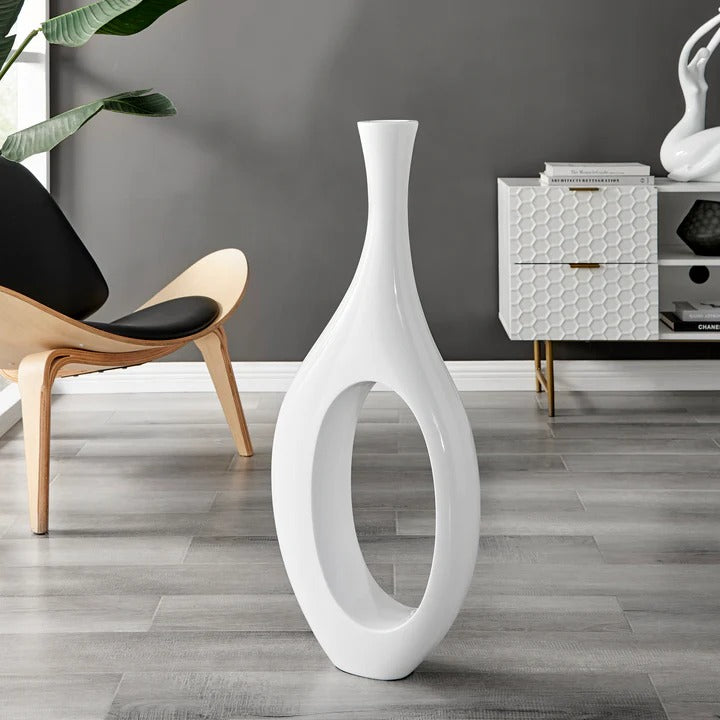 Premium Trombone Set in White - Contemporary Resin Floor Sculptures with Glossy Finish