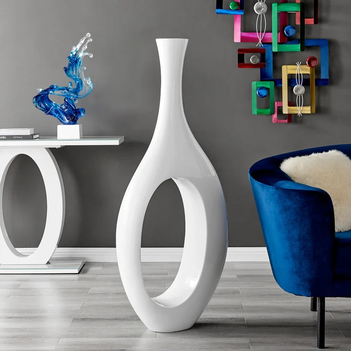 Premium Trombone Set in White - Contemporary Resin Floor Sculptures with Glossy Finish