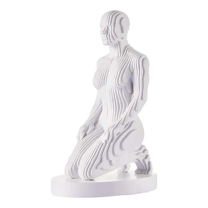 Exclusive Woman Pixel Matte White Sculpture - Premium 14" Contemporary Digital Art Collection
