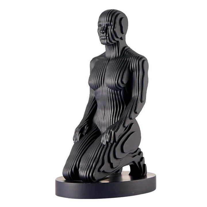 Exclusive Woman Pixel Matte Black Sculpture - Premium 18" Contemporary Digital Art Collection