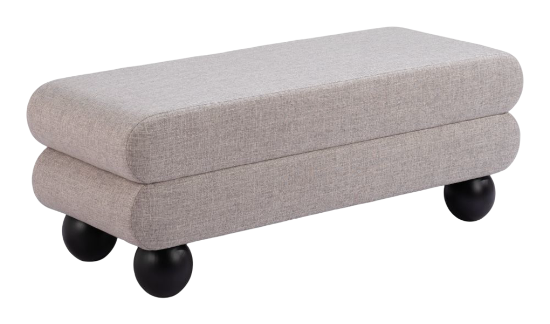 Davao Bench Gray – Luxury Teddy Fabric Seating | Modern Performance Bench | Trufairs