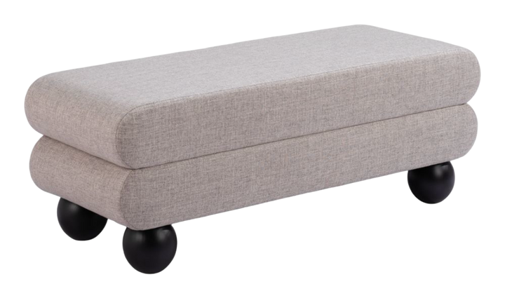 Davao Bench Gray – Luxury Teddy Fabric Seating | Modern Performance Bench | Trufairs