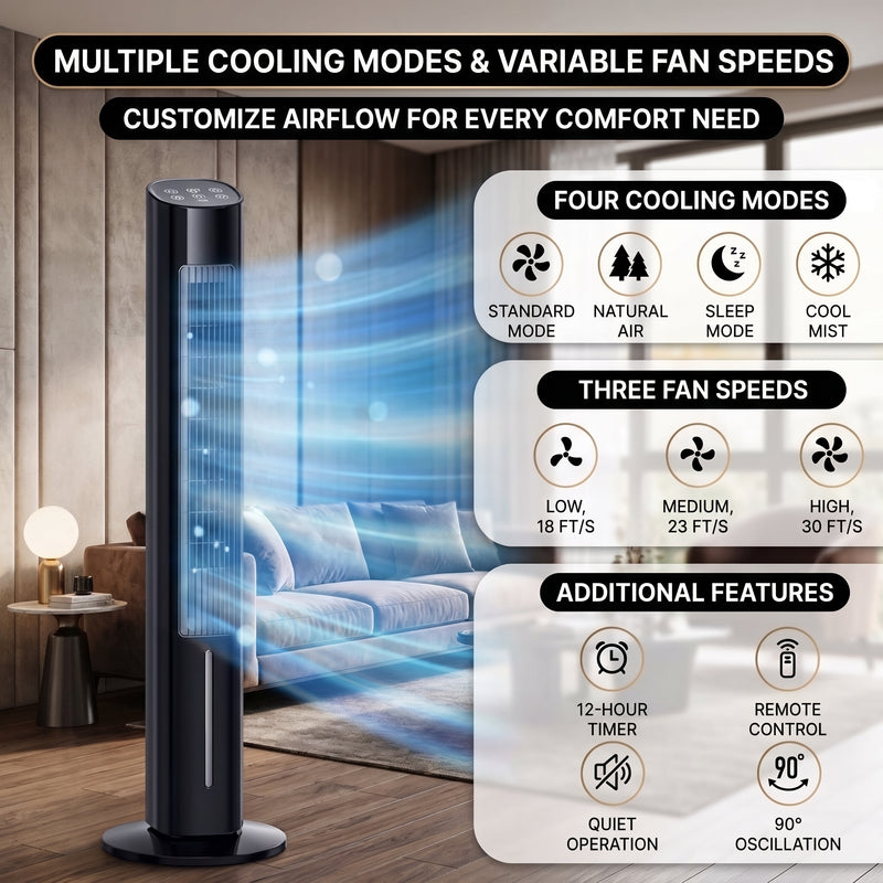 3-in-1 Evaporative Air Cooler Tower Fan with Remote Control - 10