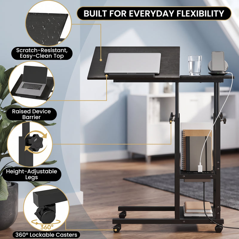 C-SHAPED END TABLE WITH CHARGING STATION – ADJUSTABLE HEIGHT - 10