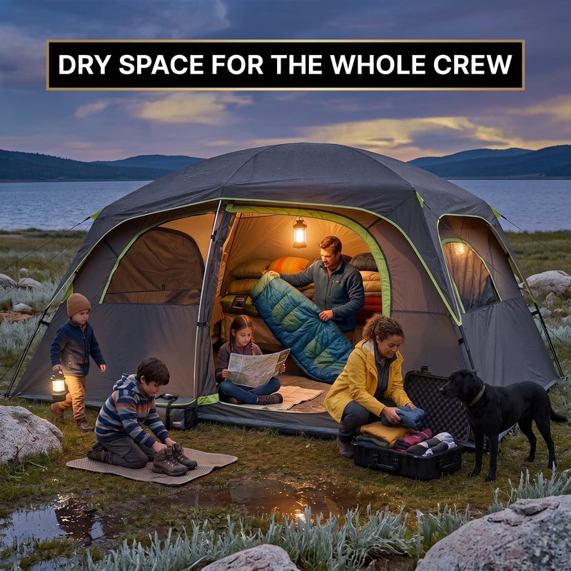 5–8 PERSON FAMILY DOME CAMPING TENT – WATERPROOF OUTDOOR TENT WITH RAINFLY & CARRY BAG - 10