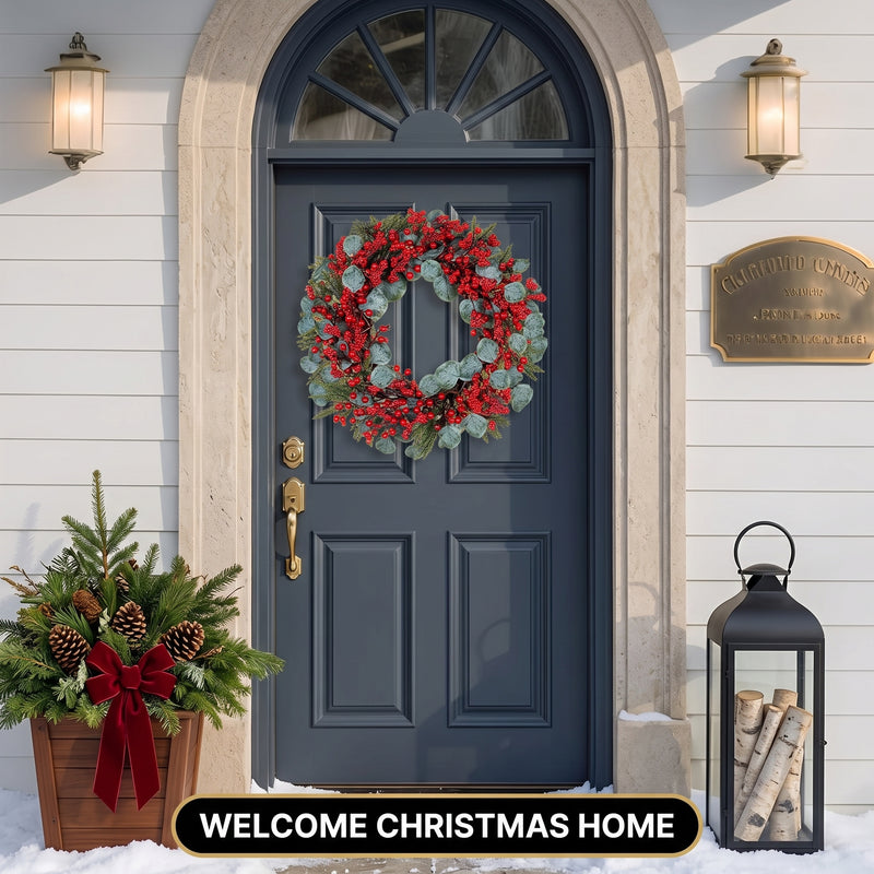 CHRISTMAS BERRY WREATH FOR FRONT DOOR – WINTER PINE HOLIDAY DÉCOR - 10