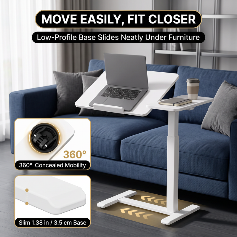 Adjustable Overbed Table With Wheels for Bed & Laptop - 10