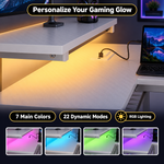 L-Shaped Gaming Desk with LED Lights & Power Outlets - 10