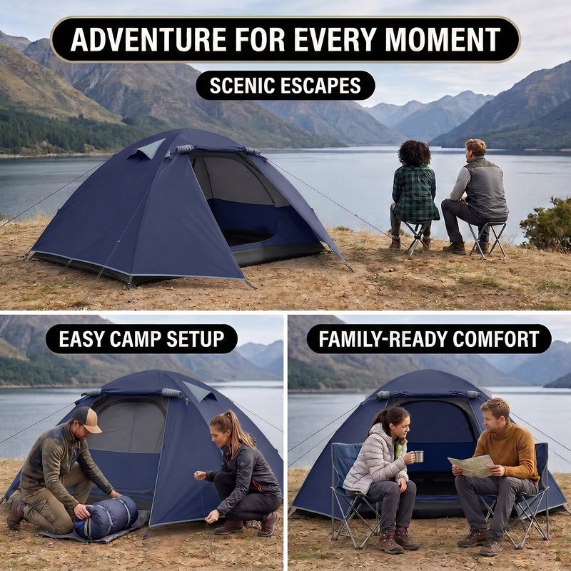 2-4 PERSON LIGHTWEIGHT BACKPACKING DOME CAMPING TENTS - 10