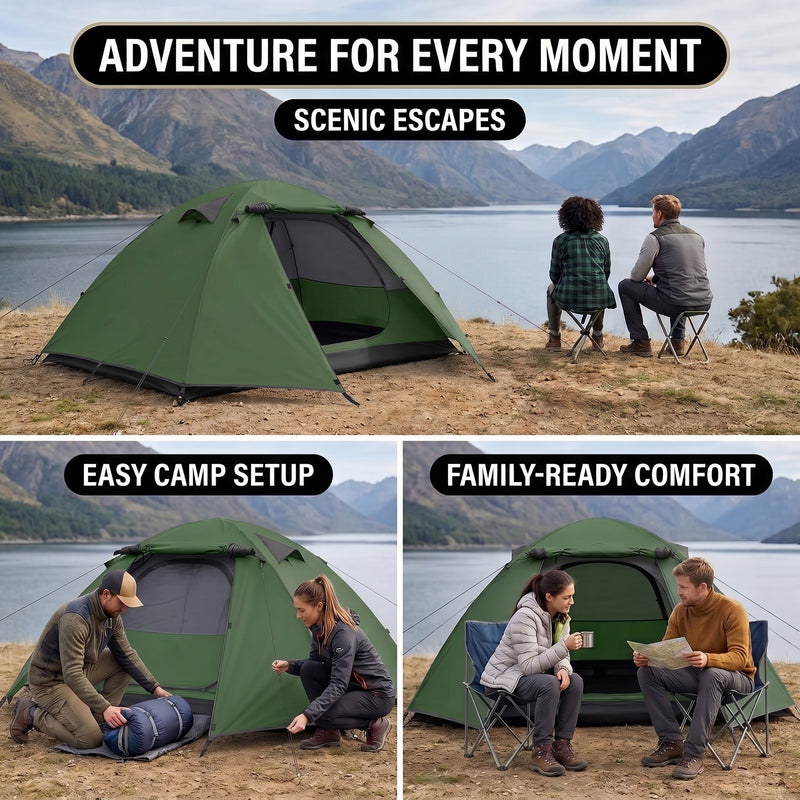 2-4 PERSON LIGHTWEIGHT BACKPACKING DOME CAMPING TENTS - 10