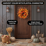Fall Wreath for Front Door – Artificial Autumn Wreath with Pumpkins, Sunflowers & Peonies, 22 Inch, Farmhouse Harvest Décor for Porch, Wall & Thanksgiving - 10