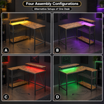 L-Shaped Gaming Desk with LED Lights & Power Outlets - 10