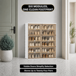 Foldable Shoe Cabinet with Doors – Slim Entryway Shoe Storage Organizer - 10