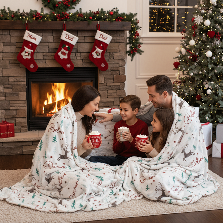 Kathy Ireland Christmas Flannel Fleece Plush Throw Blanket