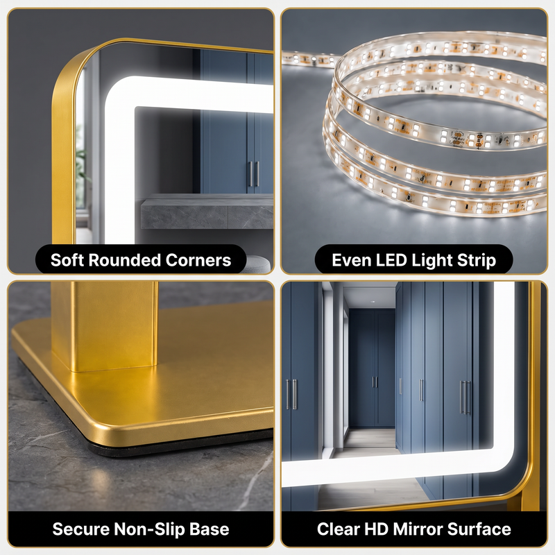 LED Vanity Mirror with Touch Dimming & Magnification - 10