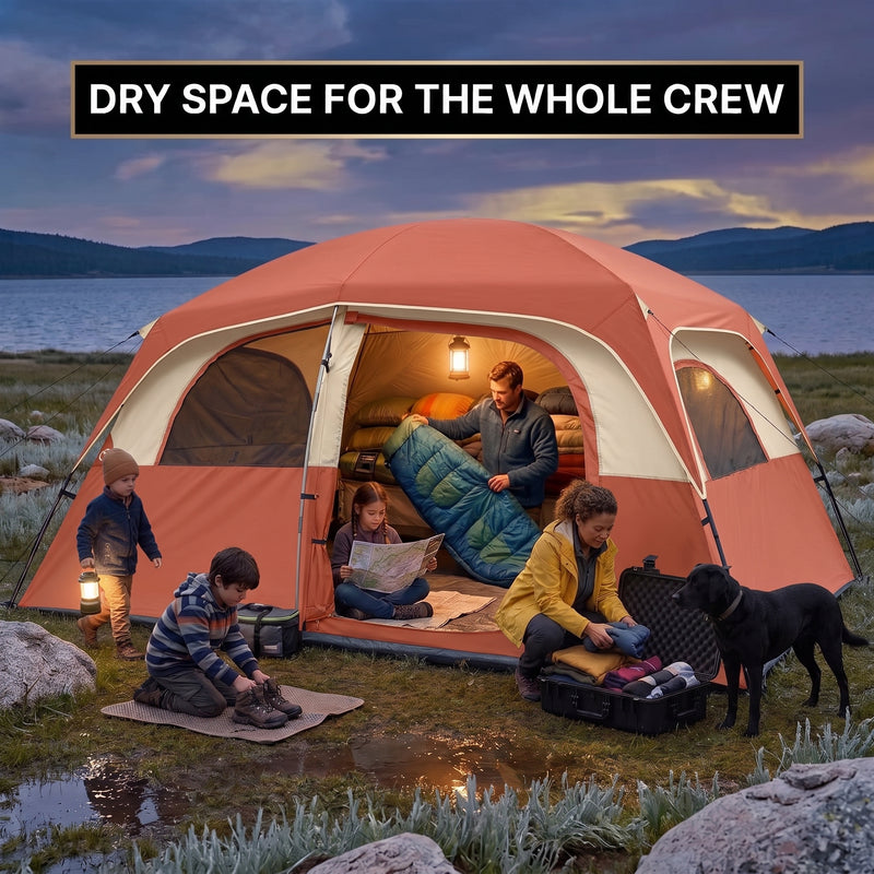 5–8 PERSON FAMILY DOME CAMPING TENT – WATERPROOF OUTDOOR TENT WITH RAINFLY & CARRY BAG - 10