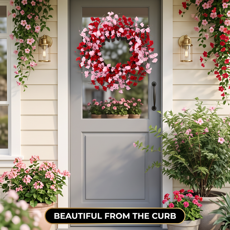 VALENTINE WREATHS FOR FRONT DOOR – HEART & BERRY FLORAL WREATH FOR VALENTINE’S DAY DÉCOR - 10