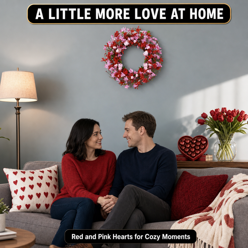 VALENTINE WREATHS FOR FRONT DOOR – HEART & BERRY FLORAL WREATH FOR VALENTINE’S DAY DÉCOR - 10