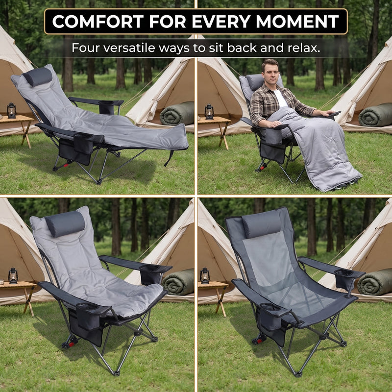 Premium Reclining Outdoor Camping Chair – Adjustable Comfort Seat - 10