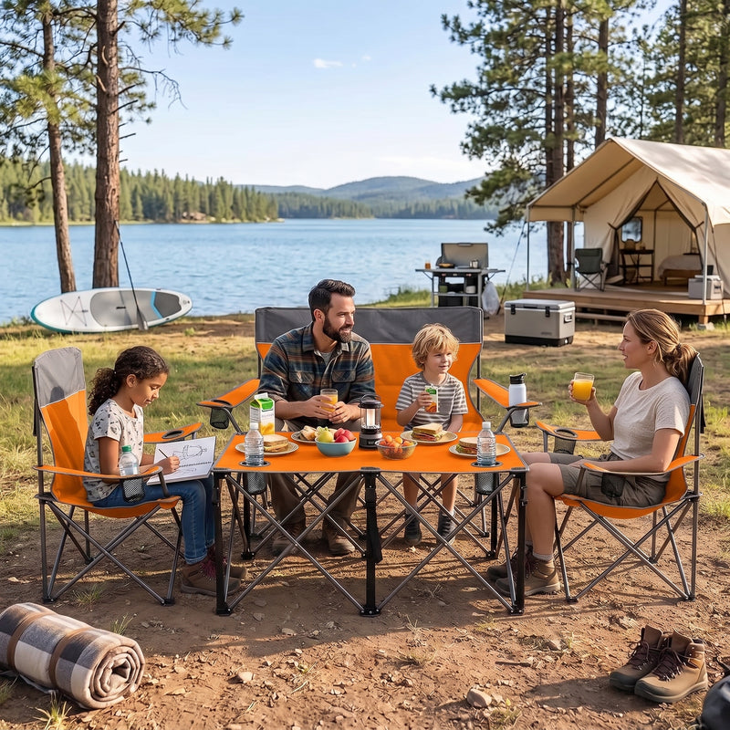 Outdoor 4-Piece Folding Chair and Table Set – Perfect for Camping and Picnics - 10