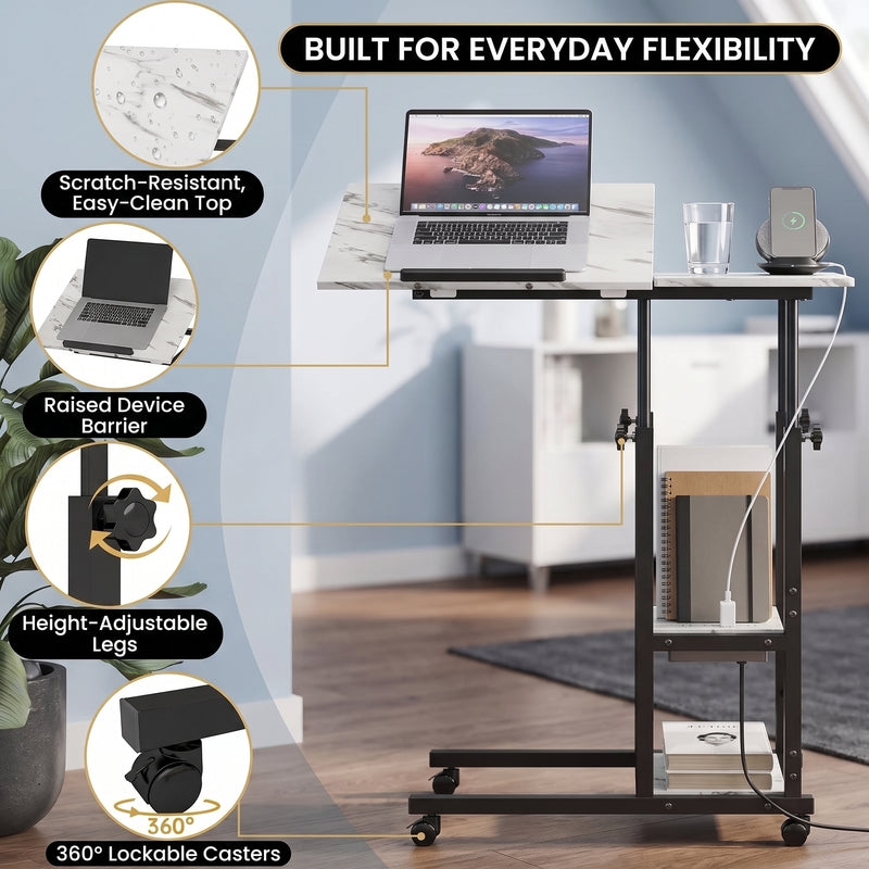 C-SHAPED END TABLE WITH CHARGING STATION – ADJUSTABLE HEIGHT - 10