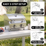 PORTABLE STAINLESS STEEL TABLETOP PROPANE GRILL – 2 & 3 BURNER OUTDOOR BBQ OPTIONS - 10