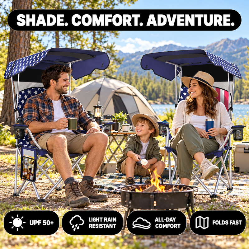 Camping Chair with Canopy – 2-Pack Folding Outdoor Chairs - 10