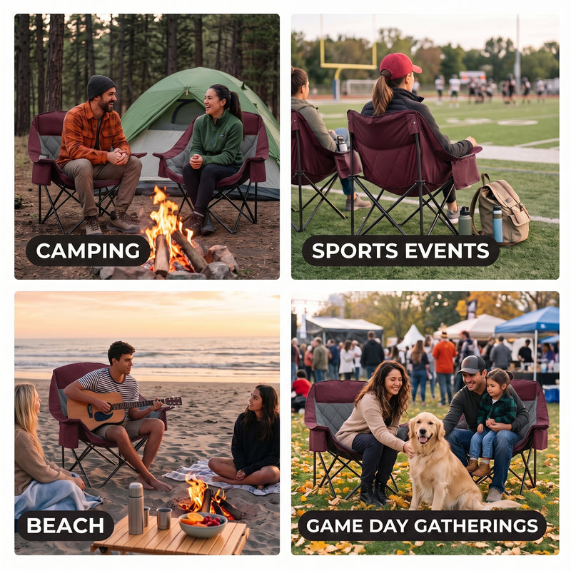 Oversized Camping Chairs 2 Pack – Extra-Large Folding Outdoor Chairs, Padded - 10