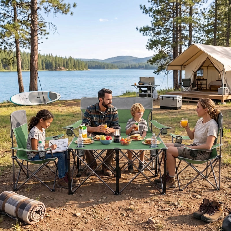 Outdoor 4-Piece Folding Chair and Table Set – Perfect for Camping and Picnics - 10